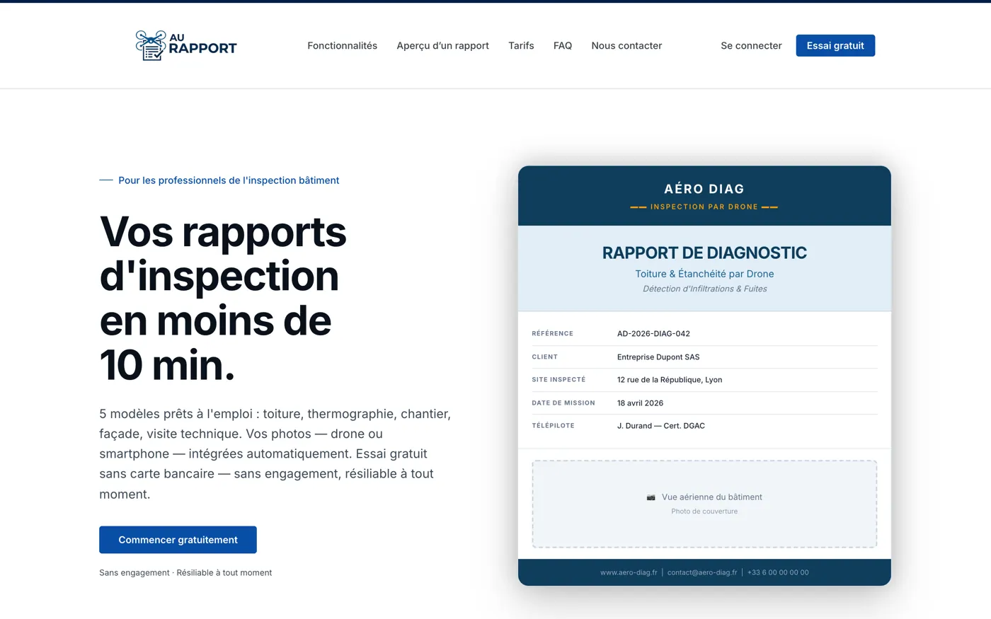 Site et aperçu du rapport PDF Au Rapport