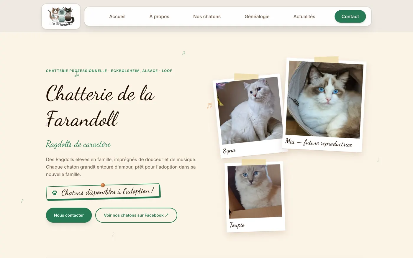 Site de la chatterie Ragdolls de la Farandoll